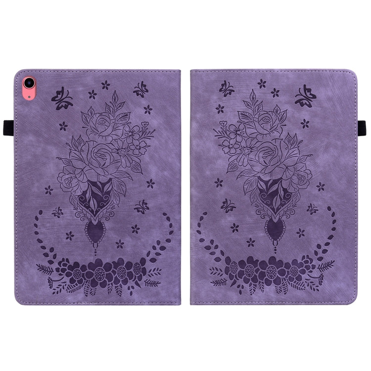 For iPad 2025 / 2022 Butterfly Rose Embossed Leather Tablet Case(Purple) - iPad 2025 / 2022 Cases by buy2fix | Online Shopping UK | buy2fix