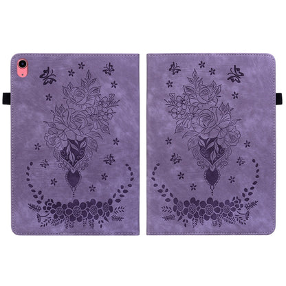 For iPad 2025 / 2022 Butterfly Rose Embossed Leather Tablet Case(Purple) - iPad 2025 / 2022 Cases by buy2fix | Online Shopping UK | buy2fix