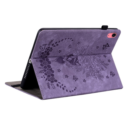 For iPad 2025 / 2022 Butterfly Rose Embossed Leather Tablet Case(Purple) - iPad 2025 / 2022 Cases by buy2fix | Online Shopping UK | buy2fix