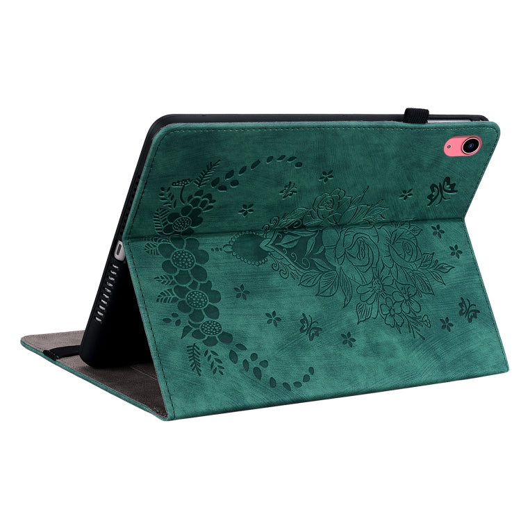 For iPad 2025 / 2022 Butterfly Rose Embossed Leather Tablet Case(Green) - iPad 2025 / 2022 Cases by buy2fix | Online Shopping UK | buy2fix
