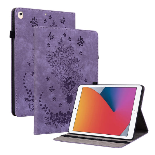 For iPad 9.7 2018 / 2017 / Air / Air 2 Butterfly Rose Embossed Leather Smart Tablet Case(Purple) - iPad 9.7 (2018) & (2017) Cases by buy2fix | Online Shopping UK | buy2fix