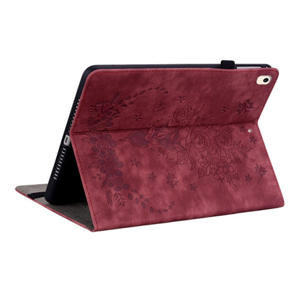 For iPad 10.2 2021 / Air 10.5 2019 Butterfly Rose Embossed Leather Smart Tablet Case(Red) - iPad 10.2 Cases by buy2fix | Online Shopping UK | buy2fix
