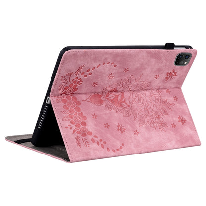 For iPad Pro 11 2021 / Air 4 2020 Butterfly Rose Embossed Leather Smart Tablet Case(Pink) - iPad Pro 11 (2022/2021) Cases by buy2fix | Online Shopping UK | buy2fix