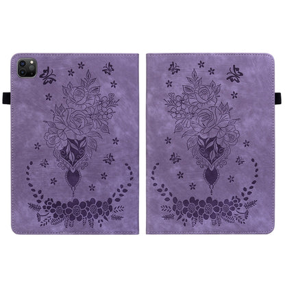 For iPad Pro 11 2021 / Air 4 2020 Butterfly Rose Embossed Leather Smart Tablet Case(Purple) - iPad Pro 11 (2022/2021) Cases by buy2fix | Online Shopping UK | buy2fix