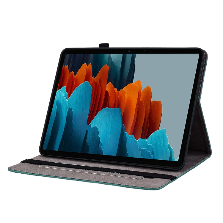 For Samsung Galaxy Tab S7 / S8 Butterfly Rose Embossed Leather Tablet Case(Green) by buy2fix