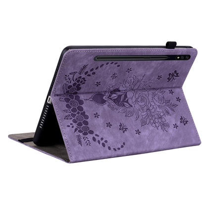 For Samsung Galaxy Tab S8+ / S7+ / S7 FE Butterfly Rose Embossed Leather Tablet Case(Purple) by buy2fix