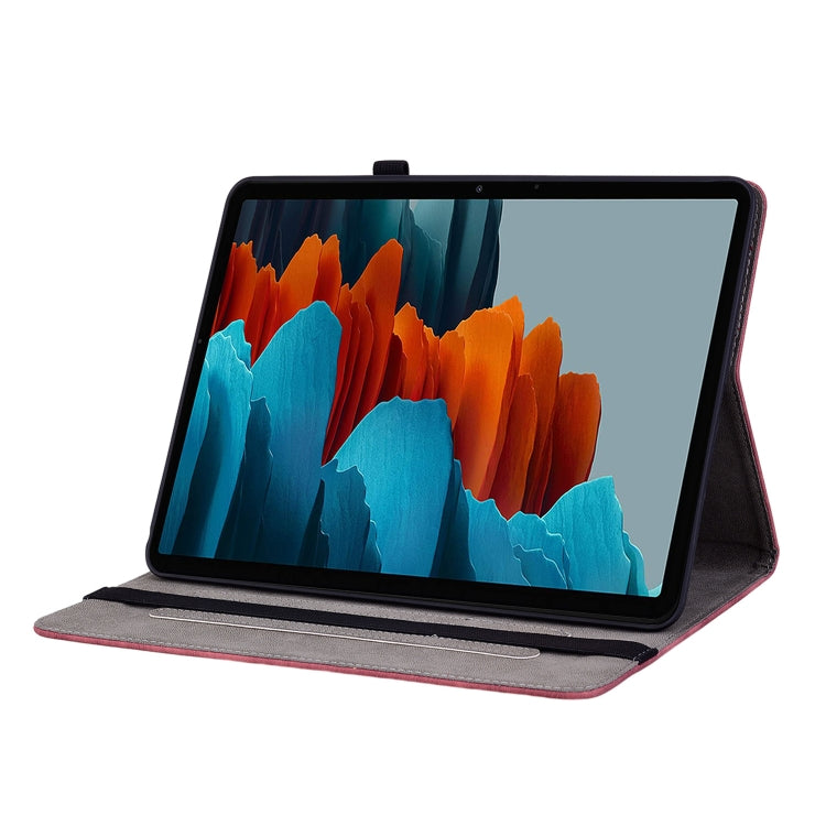 For Samsung Galaxy Tab S8+ / S7+ / S7 FE Butterfly Rose Embossed Leather Tablet Case(Red) by buy2fix
