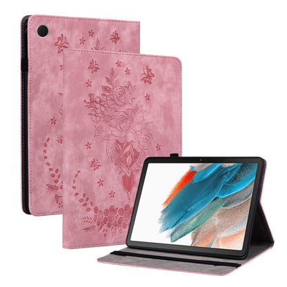For Samsung Galaxy Tab А9+ Butterfly Rose Embossed Leather Tablet Case(Pink) by buy2fix