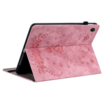 For Samsung Galaxy Tab А9+ Butterfly Rose Embossed Leather Tablet Case(Pink) by buy2fix