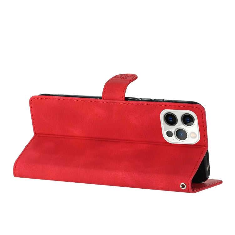 For iPhone 16 Pro Flower Butterfly Embossing Pattern Leather Phone Case(Red) by buy2fix