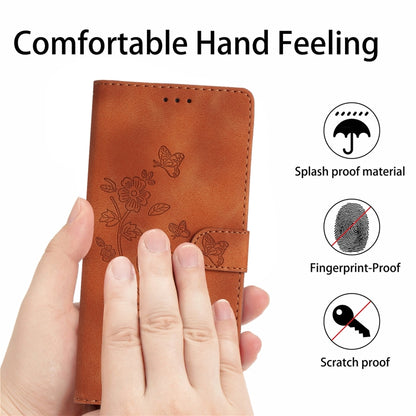 For iPhone 16 Pro Flower Butterfly Embossing Pattern Leather Phone Case(Brown) by buy2fix