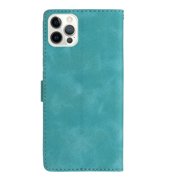For iPhone 16 Pro Flower Butterfly Embossing Pattern Leather Phone Case(Sky Blue) by buy2fix