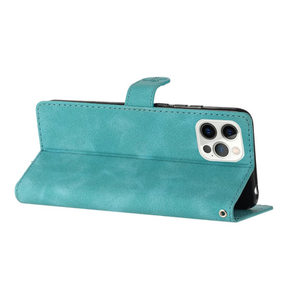 For iPhone 16 Pro Flower Butterfly Embossing Pattern Leather Phone Case(Sky Blue) by buy2fix