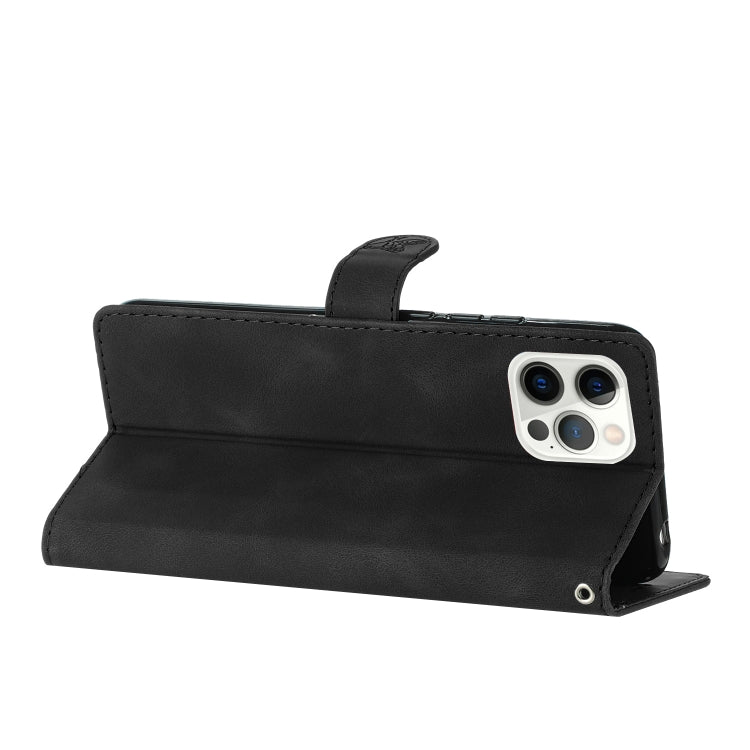 For iPhone 16 Pro Flower Butterfly Embossing Pattern Leather Phone Case(Black) by buy2fix