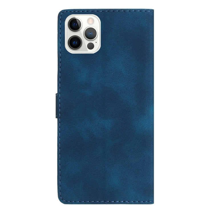 For iPhone 16 Pro Max Flower Butterfly Embossing Pattern Leather Phone Case(Blue) by buy2fix