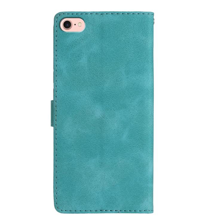 For iPhone 16e Flower Butterfly Embossing Pattern Leather Phone Case(Sky Blue) - iPhone 16e Cases by buy2fix | Online Shopping UK | buy2fix