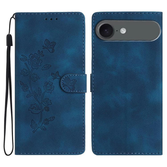 For iPhone Air Flower Butterfly Embossing Pattern Leather Phone Case(Blue) - iPhone Air Cases by buy2fix | Online Shopping UK | buy2fix