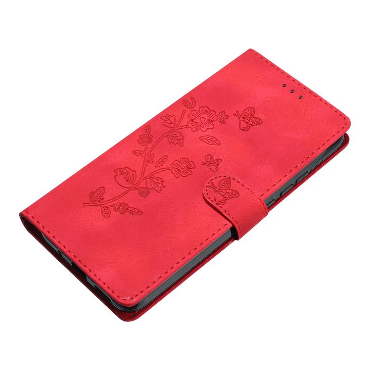 For iPhone Air Flower Butterfly Embossing Pattern Leather Phone Case(Red) - iPhone Air Cases by buy2fix | Online Shopping UK | buy2fix