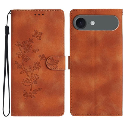 For iPhone Air Flower Butterfly Embossing Pattern Leather Phone Case(Brown) - iPhone Air Cases by buy2fix | Online Shopping UK | buy2fix