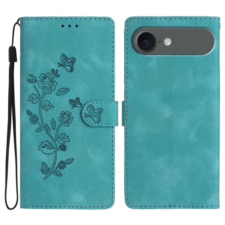 For iPhone Air Flower Butterfly Embossing Pattern Leather Phone Case(Sky Blue) - iPhone Air Cases by buy2fix | Online Shopping UK | buy2fix