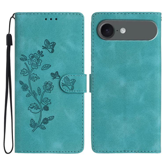 For iPhone Air Flower Butterfly Embossing Pattern Leather Phone Case(Sky Blue) - iPhone Air Cases by buy2fix | Online Shopping UK | buy2fix