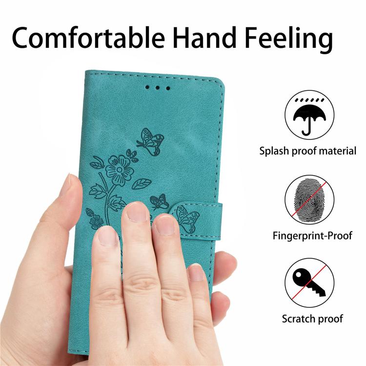 For iPhone Air Flower Butterfly Embossing Pattern Leather Phone Case(Sky Blue) - iPhone Air Cases by buy2fix | Online Shopping UK | buy2fix