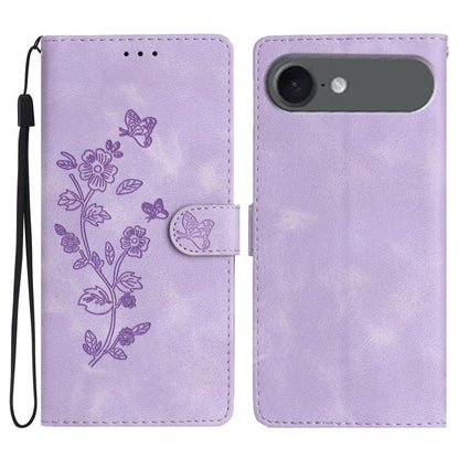 For iPhone Air Flower Butterfly Embossing Pattern Leather Phone Case(Purple) - iPhone Air Cases by buy2fix | Online Shopping UK | buy2fix