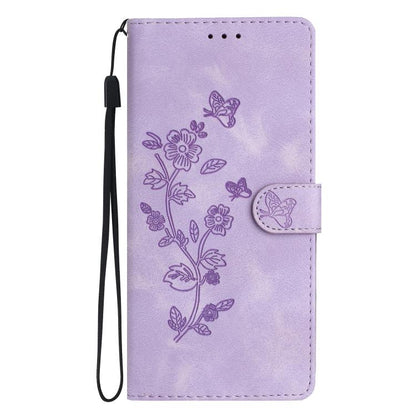 For iPhone Air Flower Butterfly Embossing Pattern Leather Phone Case(Purple) - iPhone Air Cases by buy2fix | Online Shopping UK | buy2fix