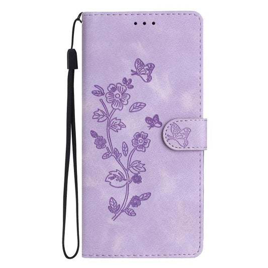 For iPhone Air Flower Butterfly Embossing Pattern Leather Phone Case(Purple) - iPhone Air Cases by buy2fix | Online Shopping UK | buy2fix