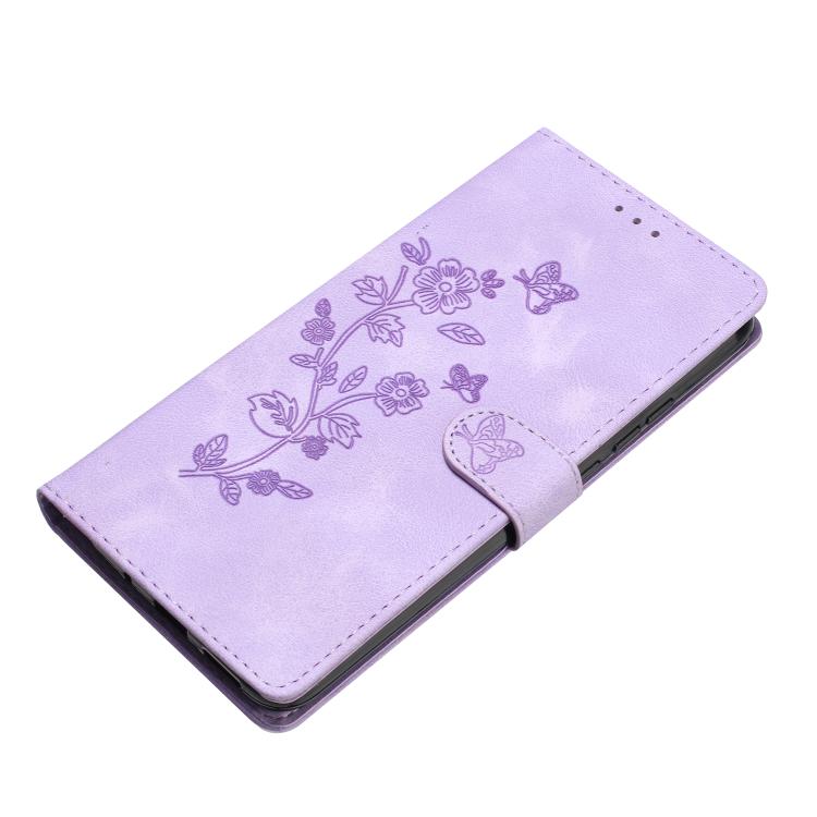 For iPhone Air Flower Butterfly Embossing Pattern Leather Phone Case(Purple) - iPhone Air Cases by buy2fix | Online Shopping UK | buy2fix