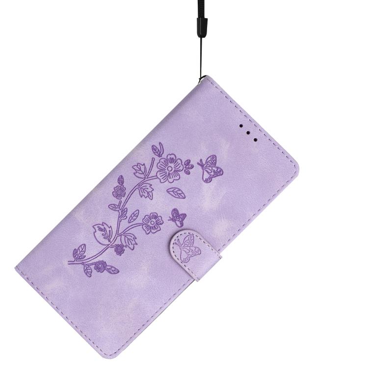 For iPhone Air Flower Butterfly Embossing Pattern Leather Phone Case(Purple) - iPhone Air Cases by buy2fix | Online Shopping UK | buy2fix