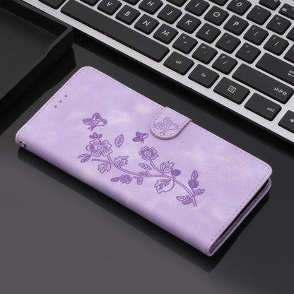 For iPhone Air Flower Butterfly Embossing Pattern Leather Phone Case(Purple) - iPhone Air Cases by buy2fix | Online Shopping UK | buy2fix