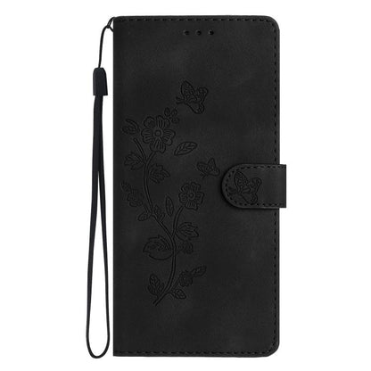 For iPhone Air Flower Butterfly Embossing Pattern Leather Phone Case(Black) - iPhone Air Cases by buy2fix | Online Shopping UK | buy2fix