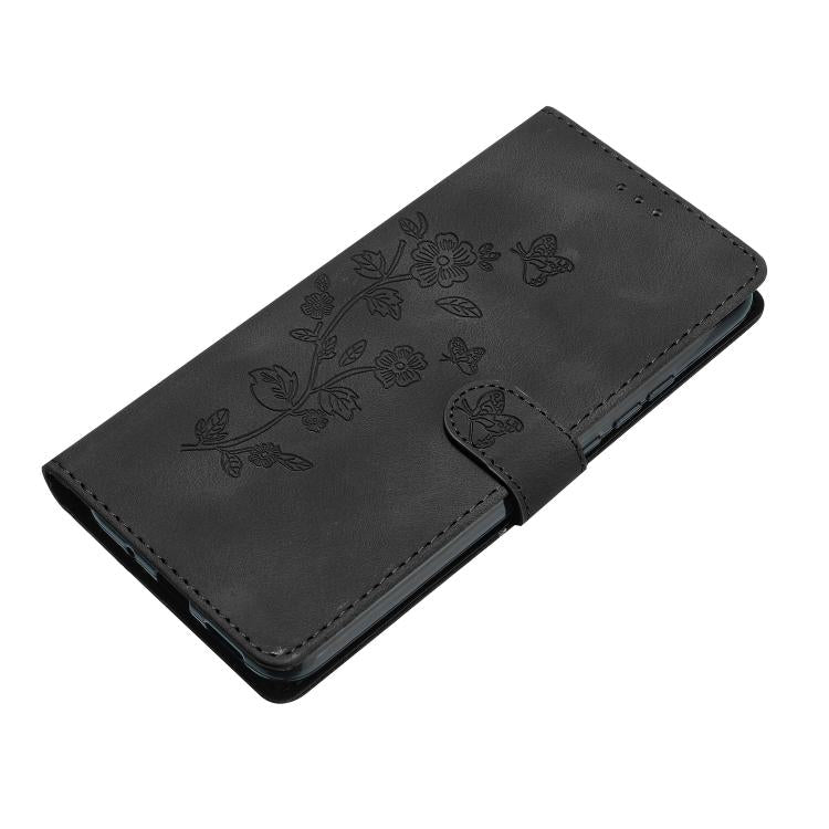 For iPhone Air Flower Butterfly Embossing Pattern Leather Phone Case(Black) - iPhone Air Cases by buy2fix | Online Shopping UK | buy2fix