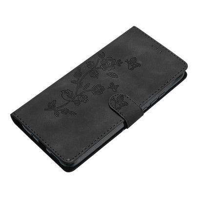 For iPhone Air Flower Butterfly Embossing Pattern Leather Phone Case(Black) - iPhone Air Cases by buy2fix | Online Shopping UK | buy2fix