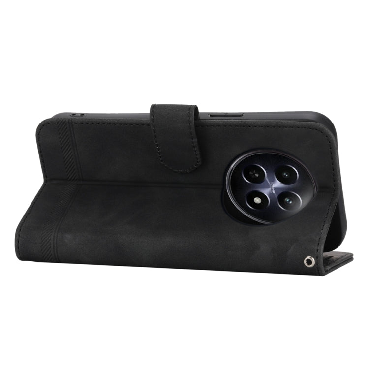 For Realme 12 5G Dierfeng Dream Line TPU Hybrid PU Leather Phone Case(Black) - Realme Cases by buy2fix | Online Shopping UK | buy2fix