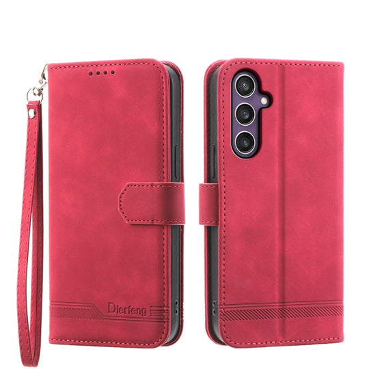 For Samsung Galaxy S24 5G Dierfeng Dream Line TPU + PU Leather Phone Case(Red)