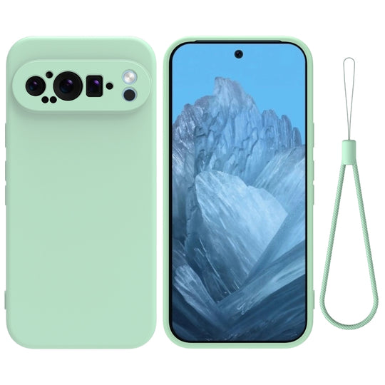 For Google Pixel 9 Pro XL Solid Color Liquid Silicone Dropproof Full Coverage Phone Case(Green)