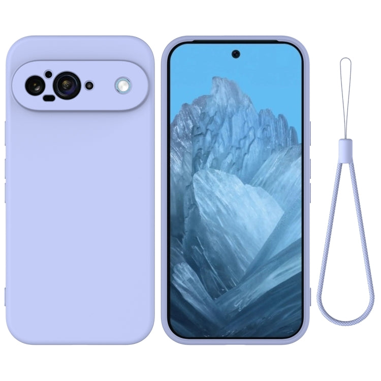 For Google Pixel 9 Pure Color Liquid Silicone Shockproof Phone Case(Purple) by buy2fix