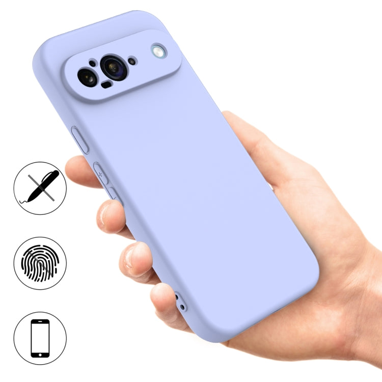 For Google Pixel 9 Pure Color Liquid Silicone Shockproof Phone Case(Purple) by buy2fix