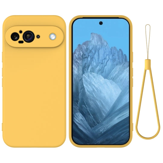 For Google Pixel 9 Solid Color Liquid Silicone Dropproof Full Coverage Phone Case(Yellow)