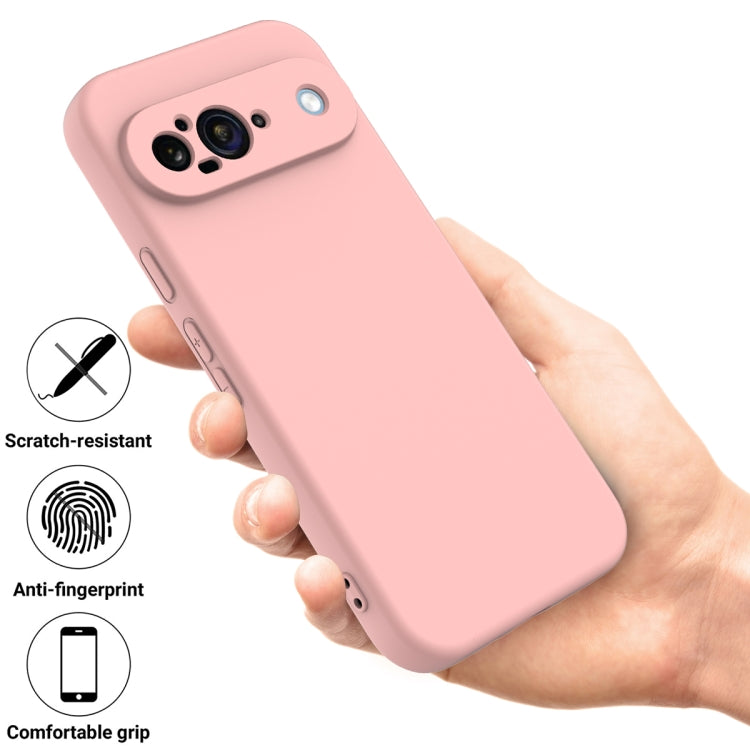For Google Pixel 9 Pure Color Liquid Silicone Shockproof Phone Case(Pink) by buy2fix
