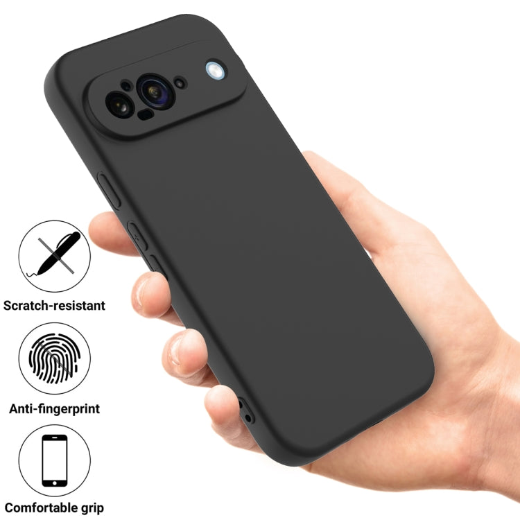 For Google Pixel 9 Pure Color Liquid Silicone Shockproof Phone Case(Black) by buy2fix