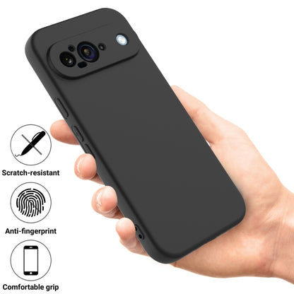 For Google Pixel 9 Pure Color Liquid Silicone Shockproof Phone Case(Black) by buy2fix
