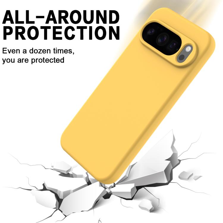 For Google Pixel 10 Pro XL Pure Color Liquid Silicone Shockproof Phone Case(Yellow) - Google Cases by buy2fix | Online Shopping UK | buy2fix