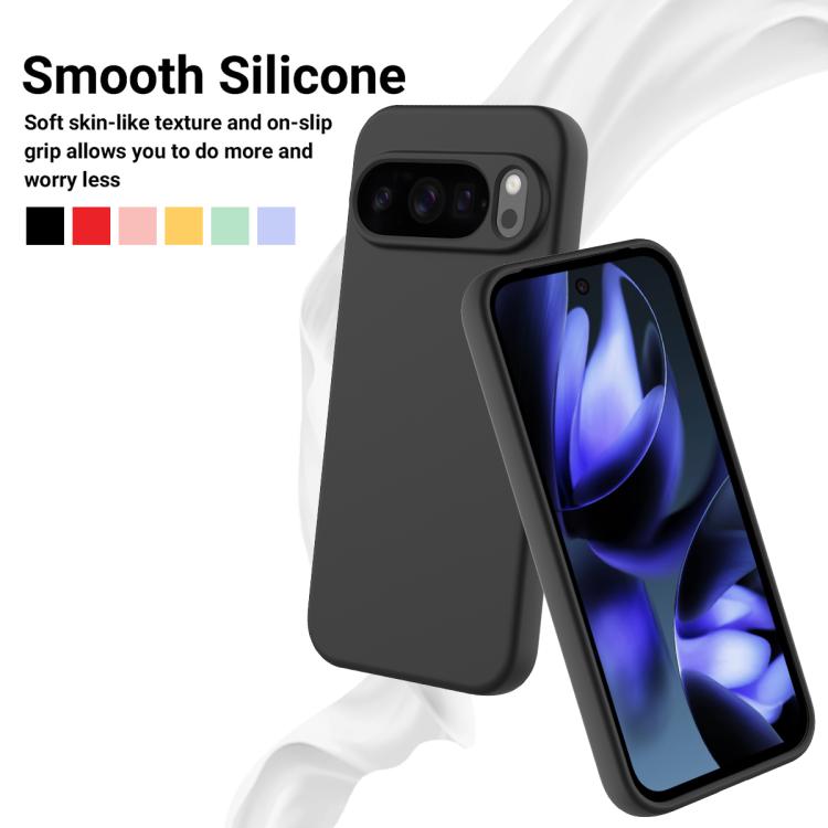 For Google Pixel 10 Pro Pure Color Liquid Silicone Shockproof Phone Case(Black) - Google Cases by buy2fix | Online Shopping UK | buy2fix