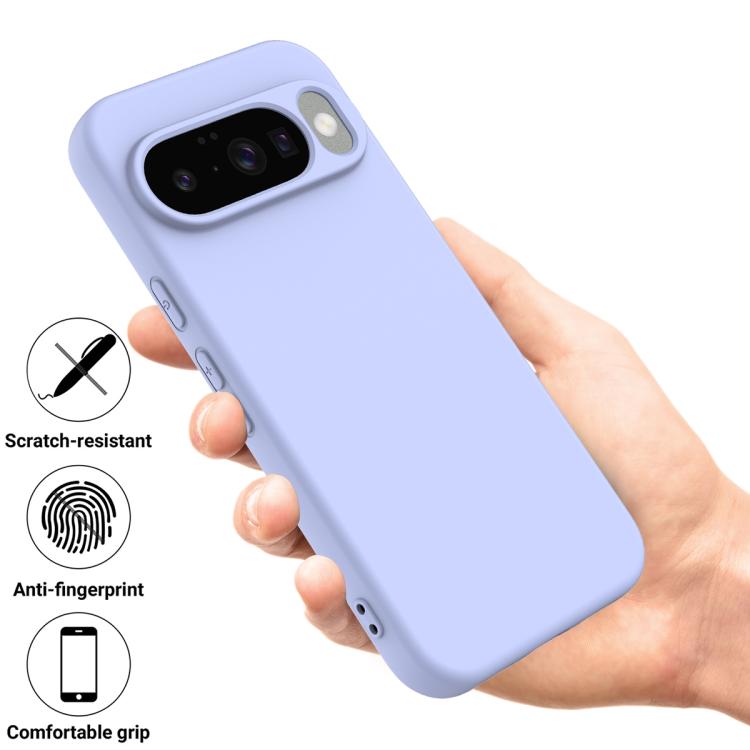 For Google Pixel 10 Pure Color Liquid Silicone Shockproof Phone Case(Purple) - Google Cases by buy2fix | Online Shopping UK | buy2fix