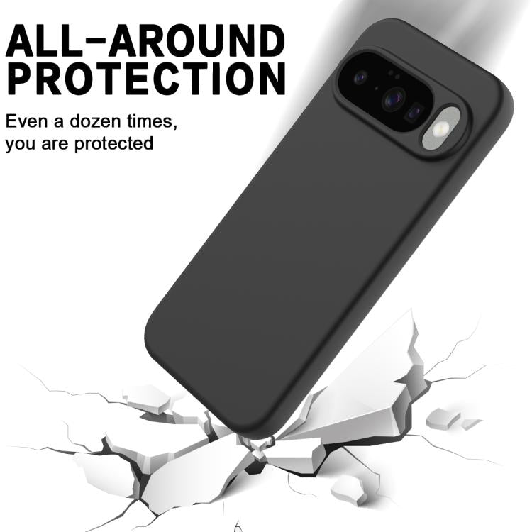 For Google Pixel 10 Pure Color Liquid Silicone Shockproof Phone Case(Black) - Google Cases by buy2fix | Online Shopping UK | buy2fix