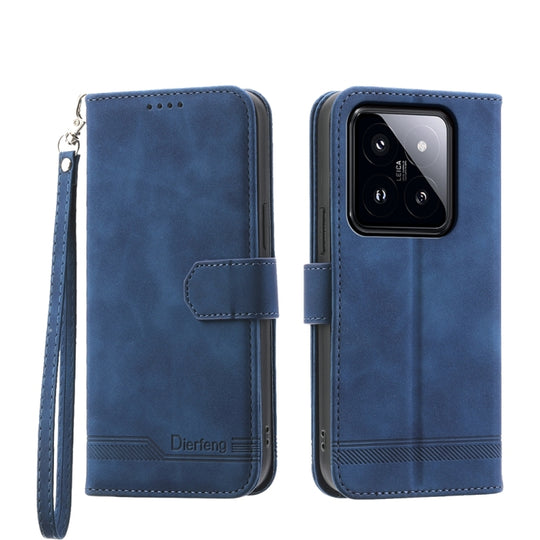 For Xiaomi 14 Pro Dierfeng Dream Line TPU + PU Leather Phone Case(Blue)