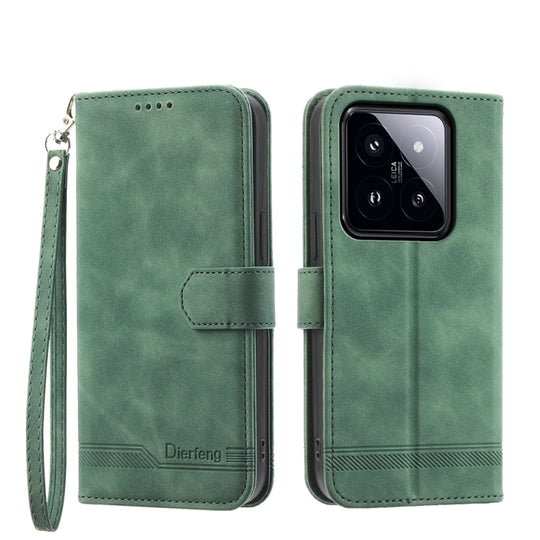 For Xiaomi 14 Pro Dierfeng Dream Line TPU + PU Leather Phone Case(Green)
